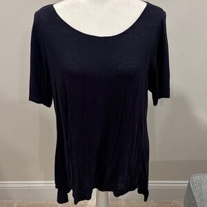 Eileen Fisher navy cotton hemp tunic tee